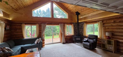 Living room with woodstove