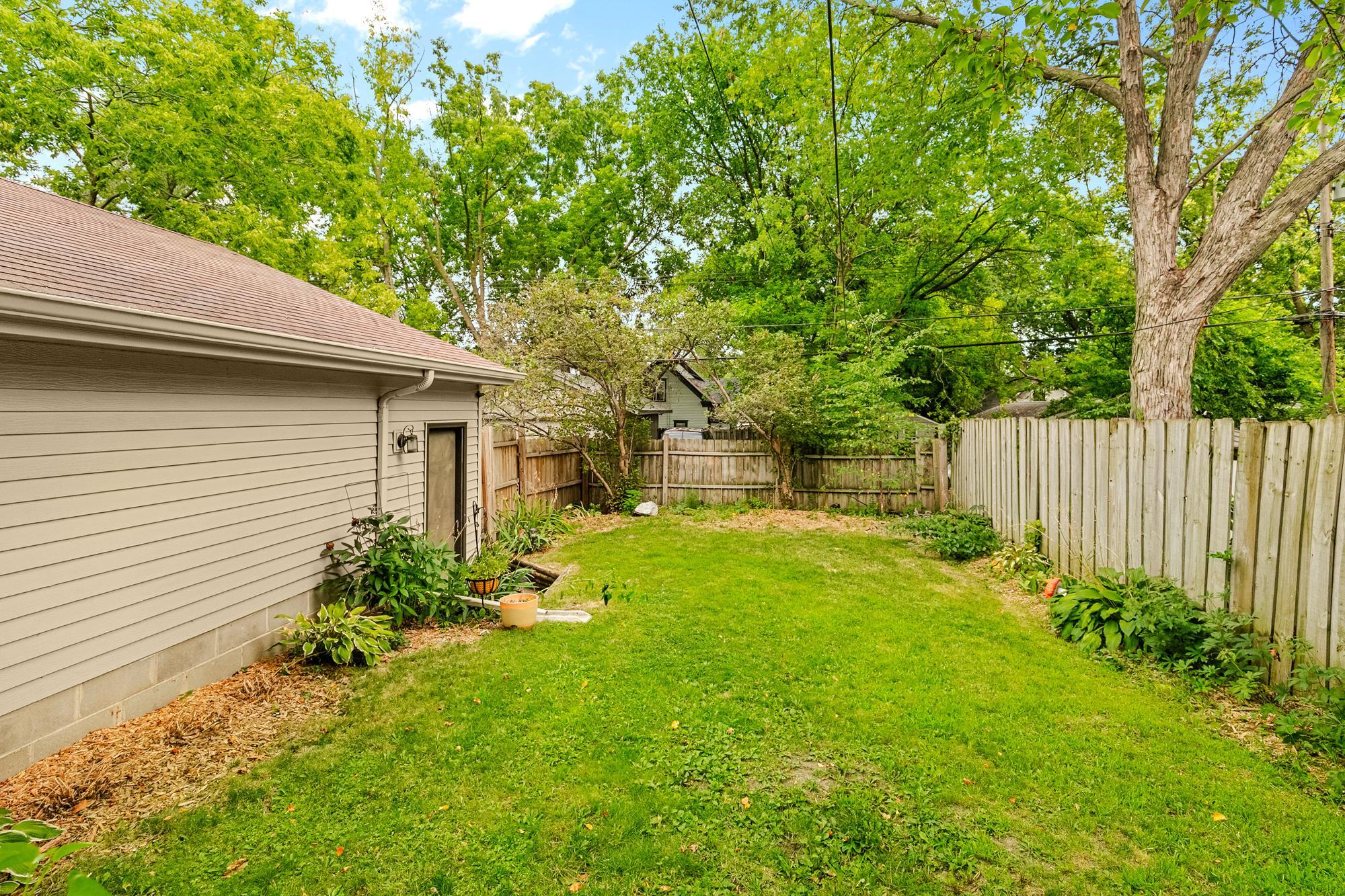 Private fenced in backyard