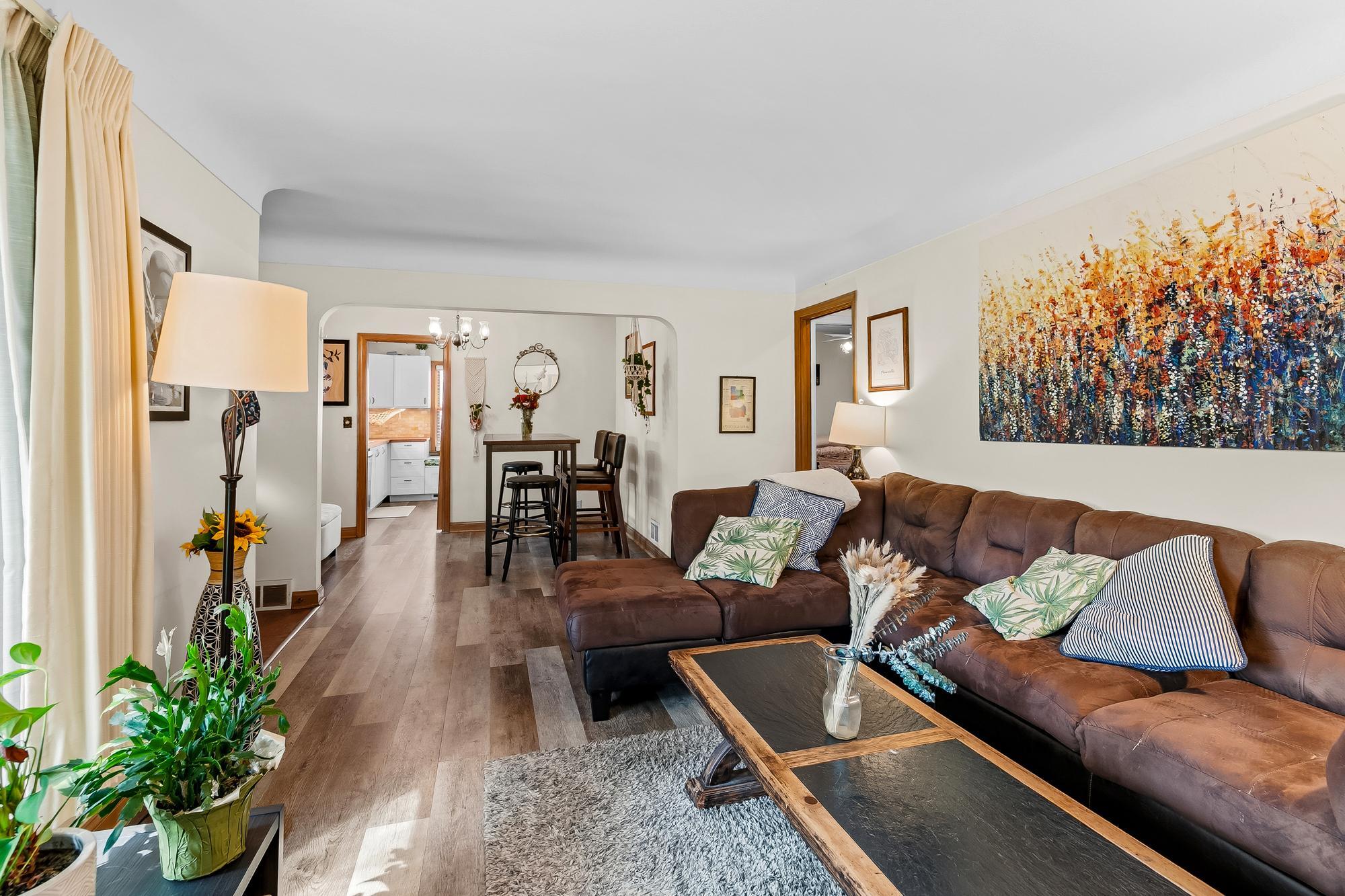Open living room / dining room layout