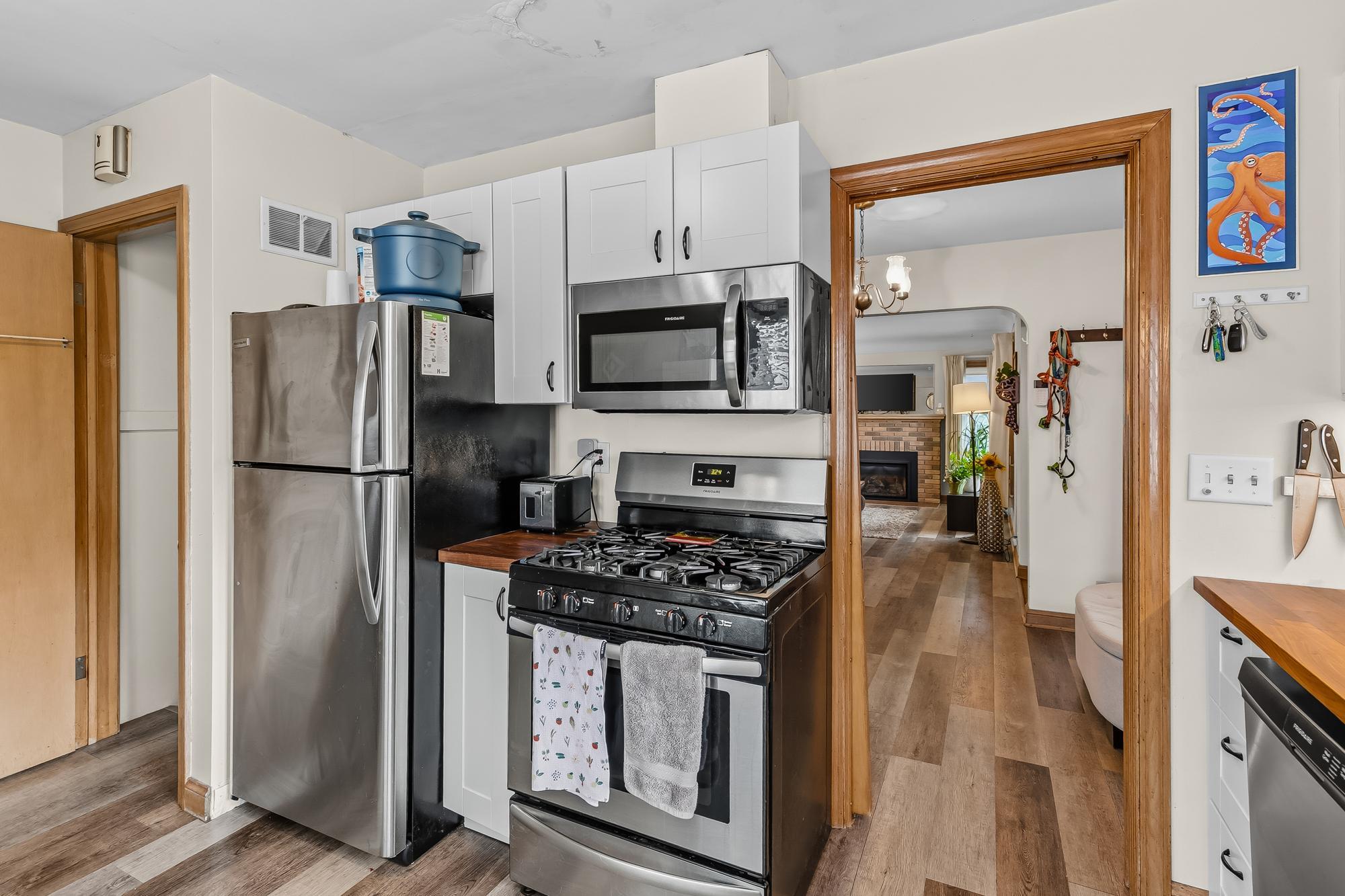 Large Kitchen with stainless steel appliances
