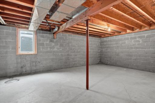 Unfinished lower-level space offers excellent future potential, including an egress window that makes this an ideal area to add a fourth bedroom and additional finished equity.