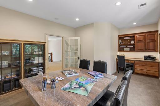 Private upper level office with French door