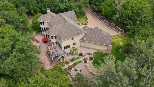 Extended private scenic driveway with tree top arch
