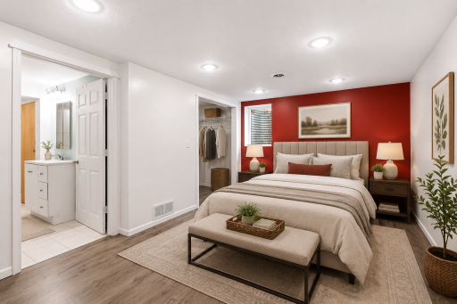 Cozy Lower Level Modern Bedroom Retreat - Virtually Staged