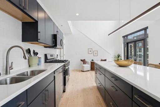 Expansive countertops make prep and presentation a breezeâideal for those who love to cook and entertain.