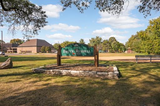 Bruce Russell Park, equally close, also has a children's playground and picnic tables, plus tennis and volleyball courts and more.