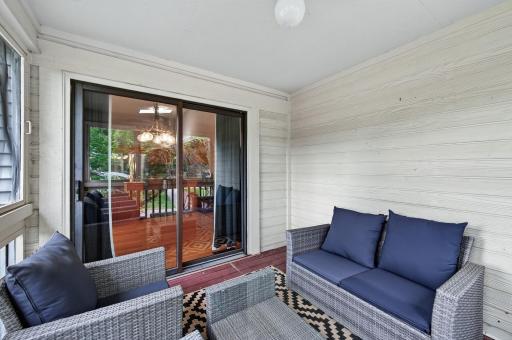 Conveniently located just off the dining area, this three-season porch seamlessly extends your living and entertaining space.