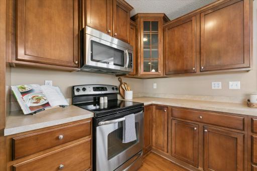 Kitchen with abundant counter space and plenty of storage.