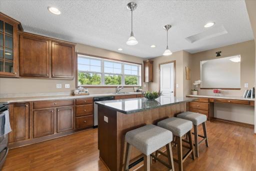 Kitchen with abundant counter space and plenty of storage.