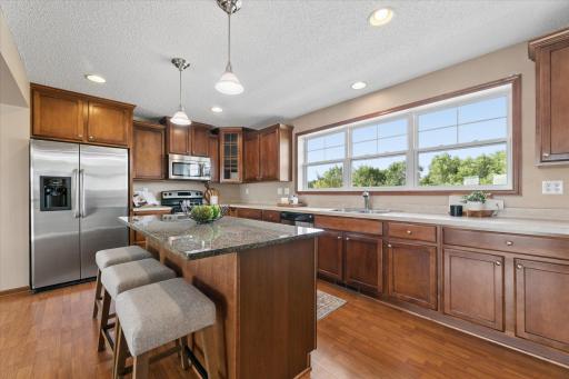 Kitchen with abundant counter space and plenty of storage.