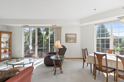 Your dining room is adjacent to the living room.