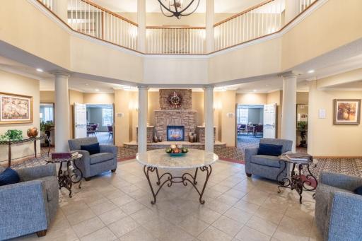 Main floor lobby. Very warm and welcoming to guests.