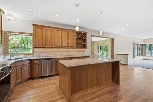 Large center island featuring room for bar stools