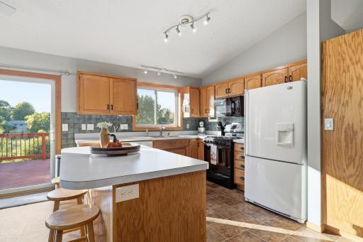 Looking at the kitchen from the living room area