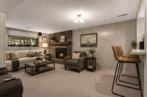 Lower level family with gas burning fireplace