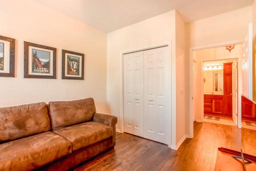 Another view highlights the bedroomâs generous closet storage and convenient location near the second bathroom.