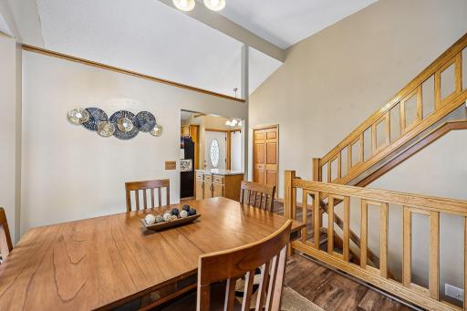 Open layout connects the dining area with the main living spaces.