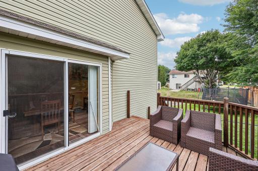 Generous deck creates an inviting extension of the home's living space.