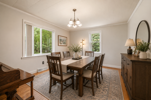 Dining room virtually Staged.