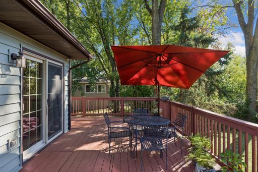 Enjoy morning coffee in peace right off the dining area overlooking your private backyard oasis.