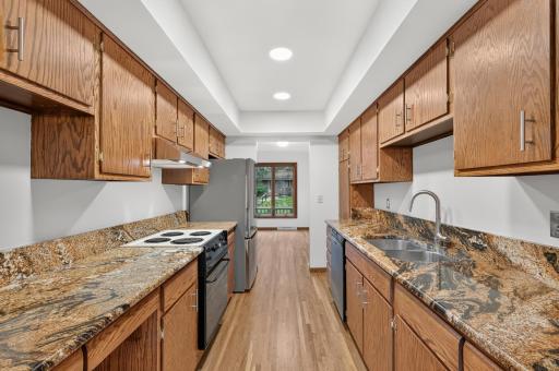 New recessed lighting, refrigerator and range hood
