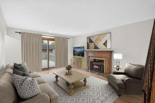 Cozy up in the living room next to the gas fireplace
