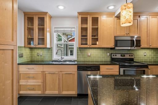 Plenty of cabinet and counter space in the spacious kitchen.