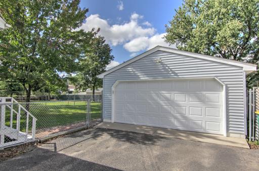 Oversized 2 car garage plus shop in the back of the garage.