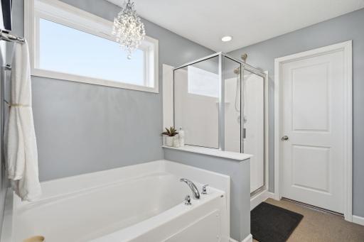 Separate tub and shower with large relaxing soaking tub!