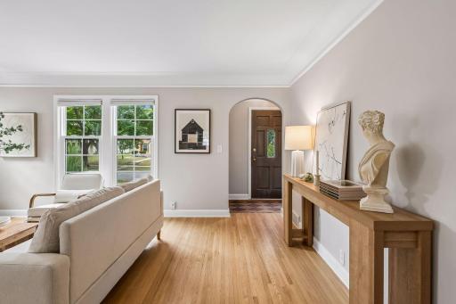View towards front door-note the sweet arched entry way