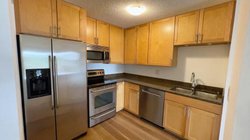 Granite countertops and stainless steel appliances