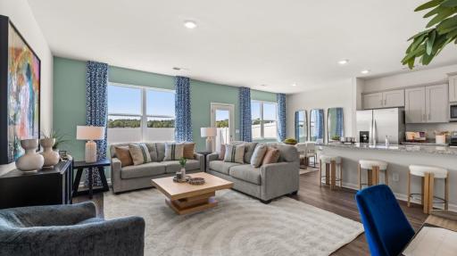 From morning coffee to movie night, the Tatum's open main floor adapts to every part of your day. Photo of model home, colors and finishes may vary.