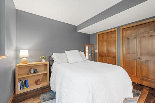 Lower level bedroom & adjacent 3/4 bath are the perfect retreat for guests or a home office.