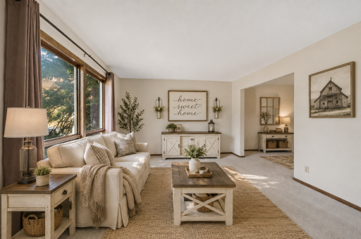 Warm & inviting living room - virtually staged