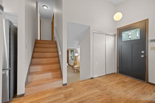 Just a few stairs up or down and you've got wonderful living areas.