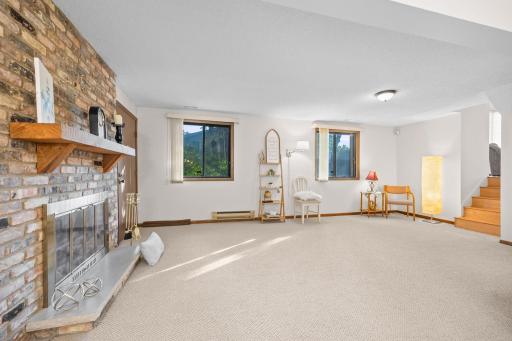 The Downstairs Family Room Space is SO nice and versatile! New carpet and paint.