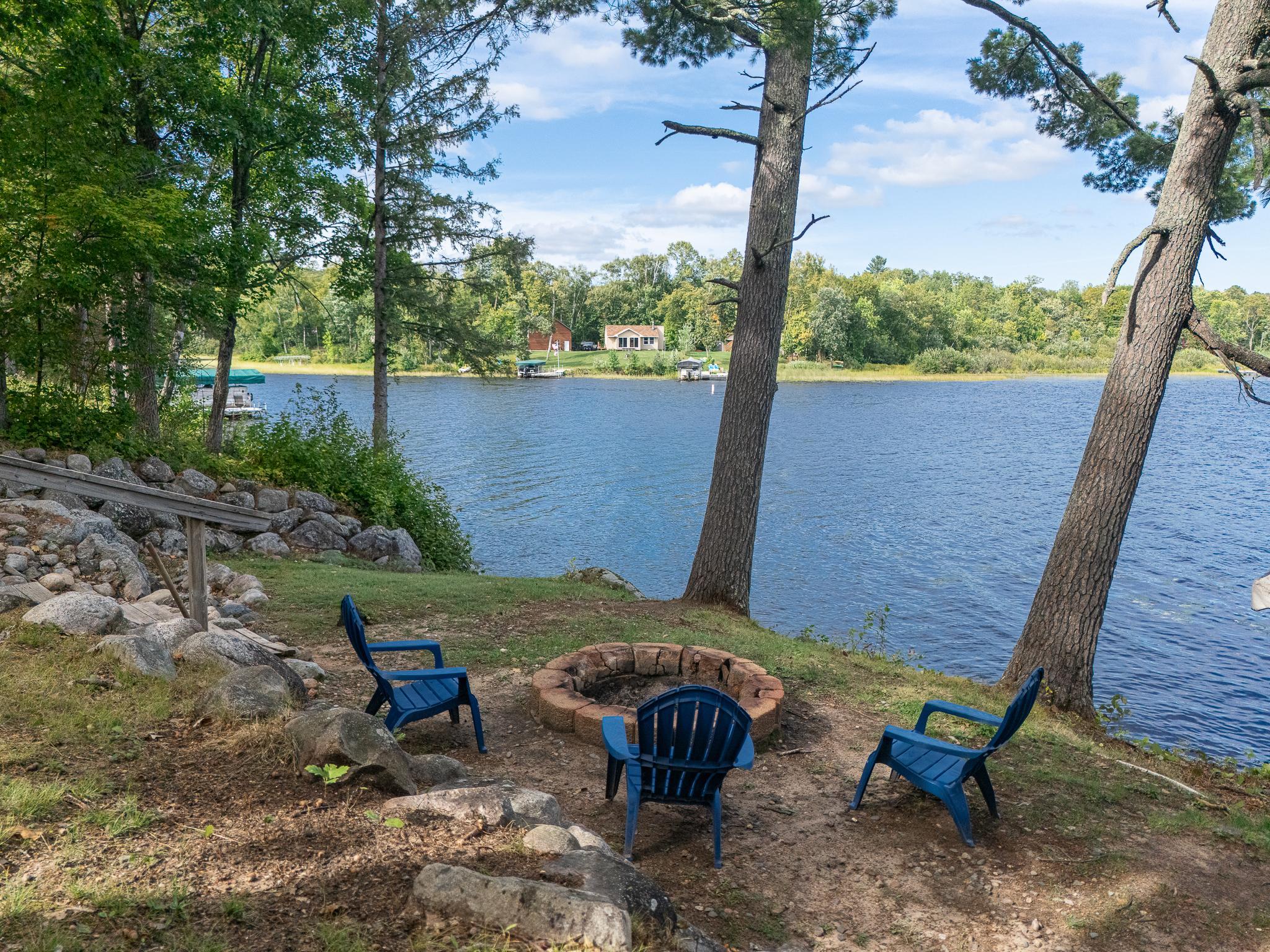 Level area down by the lake for relaxing bonfires and picturesque views
