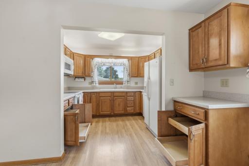 The Kitchen and Dining Room Lower Cabinets Feature Pullouts.