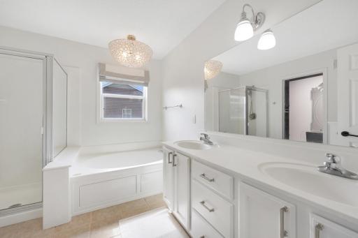 Upper Level Primary Bathroom With Seperate Tub & Shower
