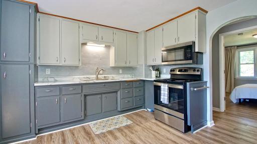 Abundant cabinetry keeps essentials organized for effortless meal prep.