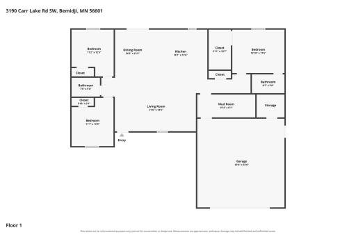 Floor plan highlighting the home's functional one-level layout.