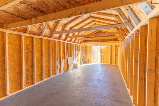 Interior of the 12x30 storage building provides plenty of room for equipment and seasonal items.