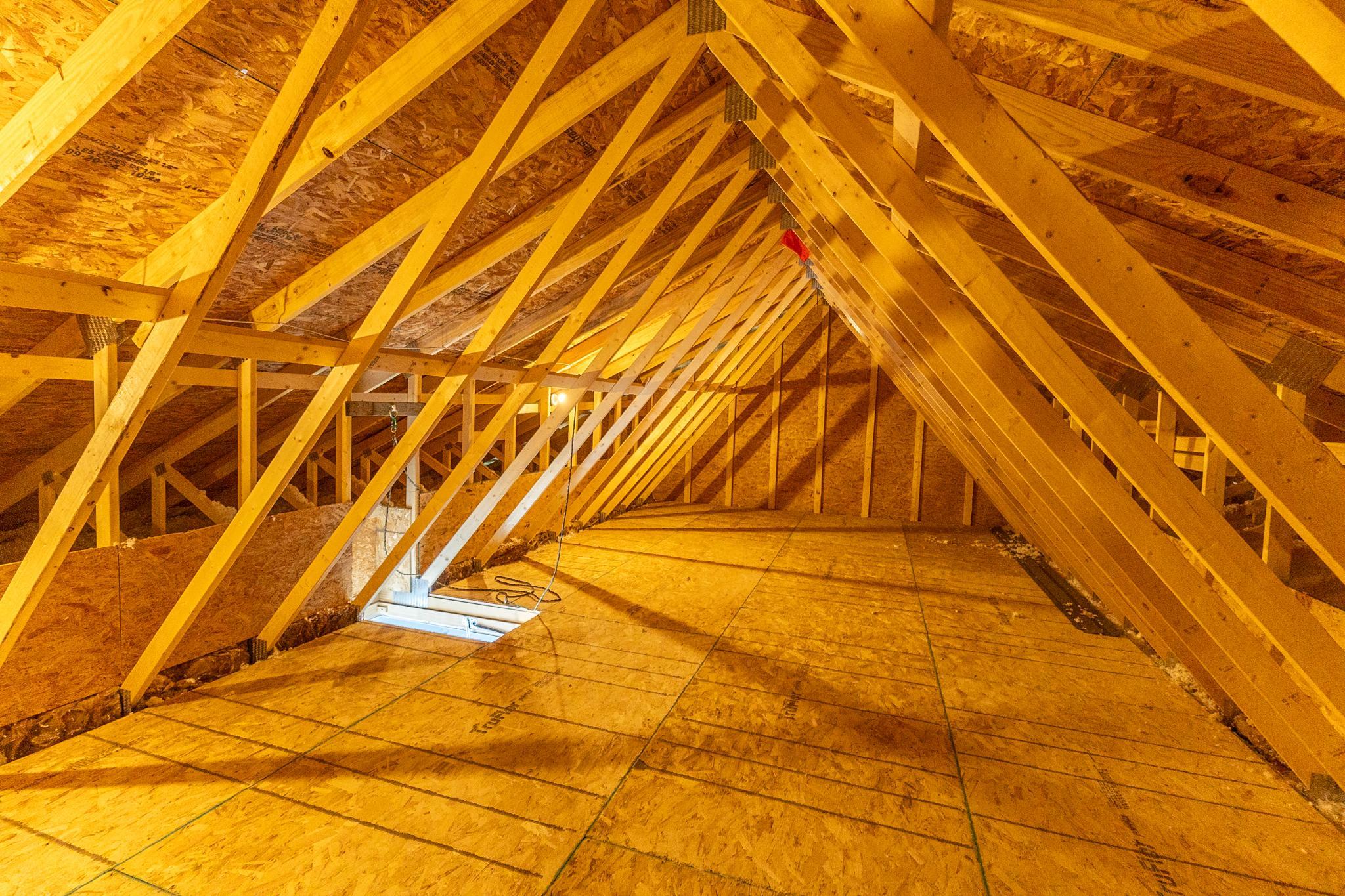 Large attic area above the detached shop provides valuable additional storage.