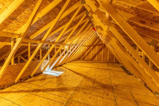 Large attic area above the detached shop provides valuable additional storage.