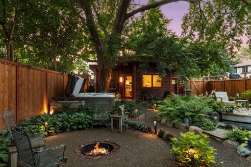 The firepit is a perfect space for gathering and relaxing.