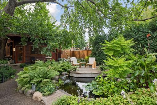The waterfall and pond are a highlight of the backyard.