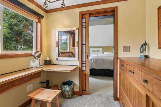 Dressing area with built in dresser and vanity