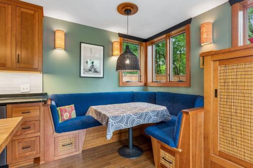 The sellers entertain family and friends often. The banquette seating provides a great space for gathering.