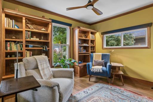 The library has accent lighting built into the bookcases - this room could become a cozy tv/movie area with sectional - flexibility with how to use the room based on your needs/wants
