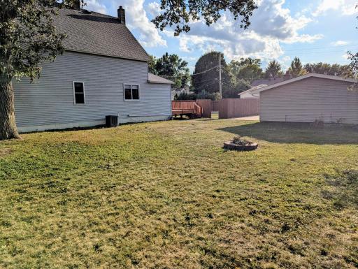 The double lot offers plenty of space for the firepit, yard games, a swingset or a big garden.
